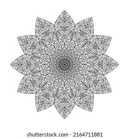 Blumenmandala orientalische Muster islam arabischen indianischen Vektorgrafik schwarz-weiß Premium Vektor
