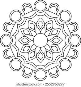 Mandala de flor, padrão oriental, ilustração vetorial. Islã, árabe, indiano, marroquino, espanha, turco, paquistão, chinês, místico, otomano motivos. Colorir página do livro, árabe, livro, mandala, flor