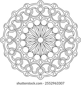 Mandala de flor, padrão oriental, ilustração vetorial. Islã, árabe, indiano, marroquino, espanha, turco, paquistão, chinês, místico, otomano motivos. Colorir página do livro, árabe, livro, mandala, flor