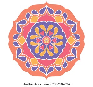Flor Mandala Ornamento, patrón de círculo, contorno blanco, decoración