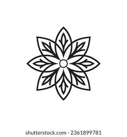 logotipo del icono del vector de adorno de flor mandala. Ilustración bursátil.