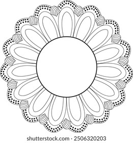 Patrones de relajación de diseño de icono de Vector de adorno de mandala de flores diseño único con estilo de naturaleza.