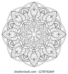Flower mandala outline  Vintage decorative elements. Oriental pattern, wedding, yoga