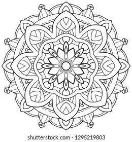 Flower mandala outline  Vintage decorative elements. Oriental pattern, wedding, yoga