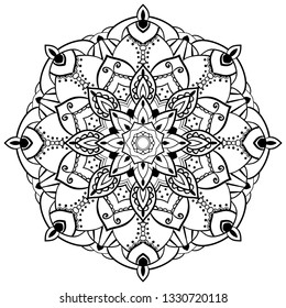 Flower mandala outline  Vintage decorative elements. Oriental pattern, wedding, yoga