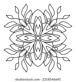 Flower mandala pattern, coloring book, doodling, tattoo, decoration. Decorative ornament in oriental style. Outline doodle hand draw vector illustration, isolated on white background, relax
