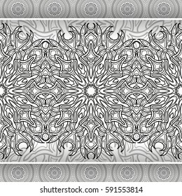 Flower Mandala pattern for coloring book. Black and white ethnic henna pattern.Vintage decorative elements.Islam, Arabic, Indian, moroccan, turkish, pakistan, chinese ottoman motifs