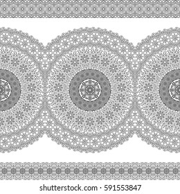 Flower Mandala pattern for coloring book. Black and white ethnic henna pattern.Vintage decorative elements.Islam, Arabic, Indian, moroccan, turkish, pakistan, chinese ottoman motifs