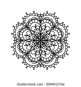 Flower mandala. The pattern is hand drawn. Coloring book for meditation.