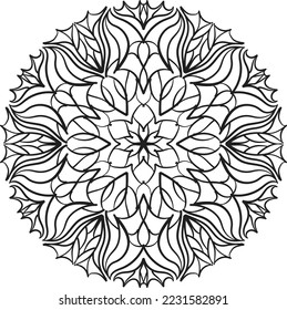 Flower Mandala Pattern relaxing coloring anti stress meditation