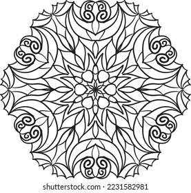 Flower Mandala Pattern relaxing coloring anti stress meditation