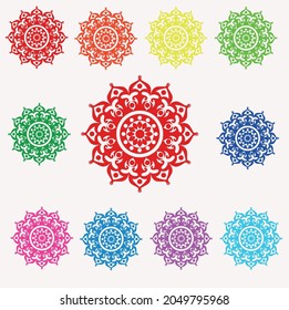 Flower mandala. Printable package decorative elements. Coloring page template. It is fantastic vector illustrations .This is a mandala vector colorful collection .colorful mandala art.