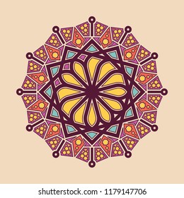 Flower Mandala. Round Circular ornament pattern vector. vintage decorative element.