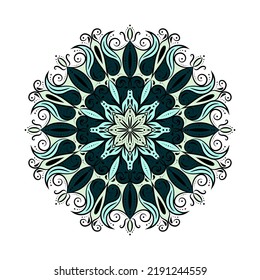 Flower mandala. Round ornament. The unusual shape of the flower. Floral decorative ornament of mandala. Festive decoration. Islam, Arabic, Indian, Turkish, Moroccan, Spanish, mystical, Ottoman motifs.