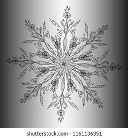 Flower mandala. Round pattern. Ornament. Flowers. Invitation, t-shirt print, wedding card. Tattoo element.Vector illustration.