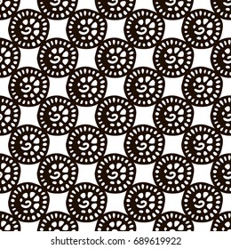 Flower mandala seamless pattern in hand drawn style for prints, fabric and ceramic. Vector illustration. 