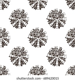 Flower mandala seamless pattern in hand drawn style for prints, fabric and ceramic. Vector illustration. 