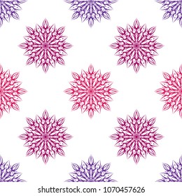 Flower mandala seamless pattern in indian style for textile and print. Vector illustration. 