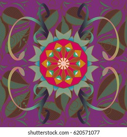 Flower Mandala seamless pattern. Vector Ethnic Oriental Circle Ornament. Islam, Arabic, Indian, ottoman motifs on a colorful background.