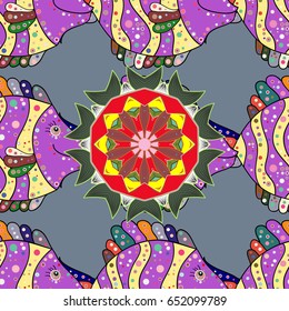 Flower Mandala seamless pattern. Vector Ethnic Oriental Circle Ornament. Islam, Arabic, Indian, ottoman motifs on a background.