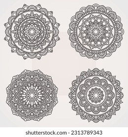 Mandala floral con adornos. adecuado para henna, tatuajes, fotos, libros de colorido. islam, hindú, buda, india, pakistán, china, árabe
