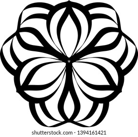 Flower mandala shape. Decorative round ornament for anti-stress coloring book, poster, prints, invitations.