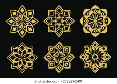 A flower mandala silhouette vector style .and contains shapes and patterns.