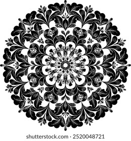 Flower Mandala silhouette with white background