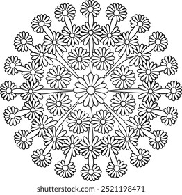 Flower Mandala silhouette with white background