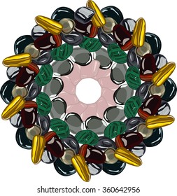 Flower mandala with stones