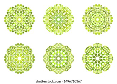 Flower mandala symbol set - abstract ornate circular vector elements from geometrical shapes