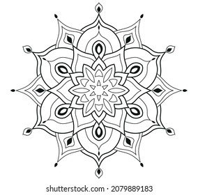 Flower Mandala, Tattoo, Henna, Mehndi, Decorative Ornament, coloring book page
