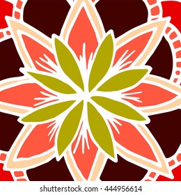 Flower mandala tile for cards, prints, textile on arabic style.