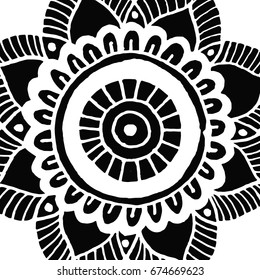 Flower mandala tile in hand drawn style for prints, fabric and ceramic. Vector illustration.