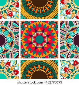 Flower mandala tyles for cards, prints, textile on arabic style.