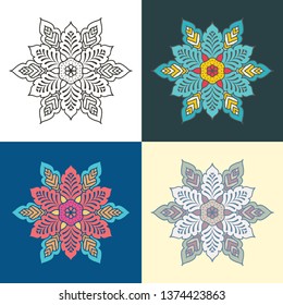 flower mandala vector 3 color version