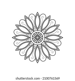 FLOWER MANDALA VECTOR ART,COLORING PAGE