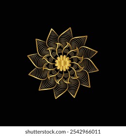 Flower mandala vector design with golden color