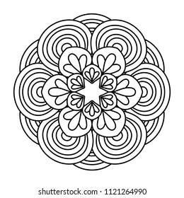 Flower Mandala Vector Illustration Adult Coloring Page Circular Abstract Floral Oriental Pattern Vintage