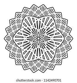 Flower mandala vector illustration. Adult coloring page. Circular abstract floral oriental pattern, vintage decorative elements. Isolated on white background