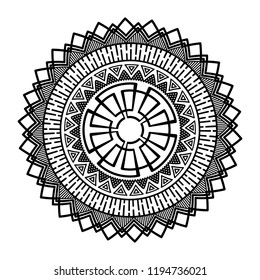 Flower mandala vector illustration. Adult coloring page. Circular abstract floral oriental pattern, vintage decorative elements. Isolated on white background