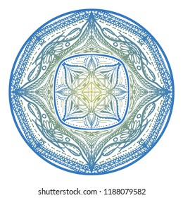 Flower mandala vector illustration. Circular abstract floral oriental pattern, vintage decorative elements. Isolated on white background. for design, greeting card, invitation 