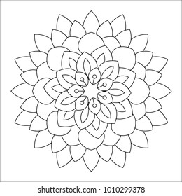 Flower mandala vector illustration. Oriental pattern, vintage decorative elements. Islam, Arabic, Indian, moroccan, turkish ottoman motifs. Coloring page