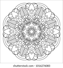 Flower mandala vector illustration. Oriental pattern, vintage decorative elements. Islam, Arabic, Indian, moroccan, turkish ottoman motifs. Coloring page
