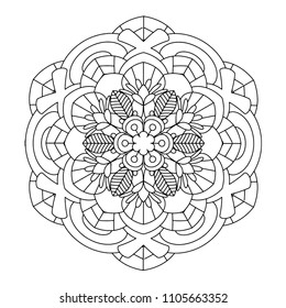 Blumenmandala, Vektorgrafik. Orientalisches Muster, Vintage-Dekorationselemente. Islam, arabische, indische, marokkanische, ottomanische Motive. Farbseite