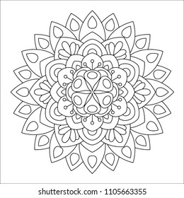 Flower mandala vector illustration. Oriental pattern, vintage decorative elements. Islam, Arabic, Indian, moroccan, turkish ottoman motifs. Coloring page