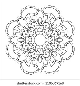 Flower mandala vector illustration. Oriental pattern, vintage decorative elements. Islam, Arabic, Indian, moroccan, turkish ottoman motifs. Coloring page