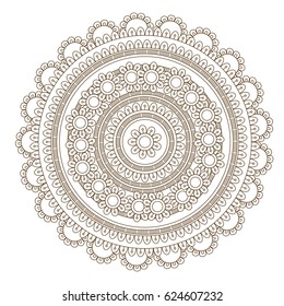 Flower Mandala vector illustration. Oriental pattern, vintage decorative elements. Round floral ornament pattern. Design element in Indian Mehndi style. Vector illustration