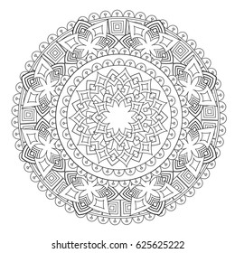 Flower Mandala vector illustration. Oriental pattern, vintage decorative elements. Islam, Arabic, Indian, moroccan, turkish ottoman motifs Coloring page