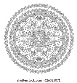 Flower Mandala vector illustration. Oriental pattern, vintage decorative elements. Islam, Arabic, Indian, moroccan, turkish ottoman motifs Coloring page